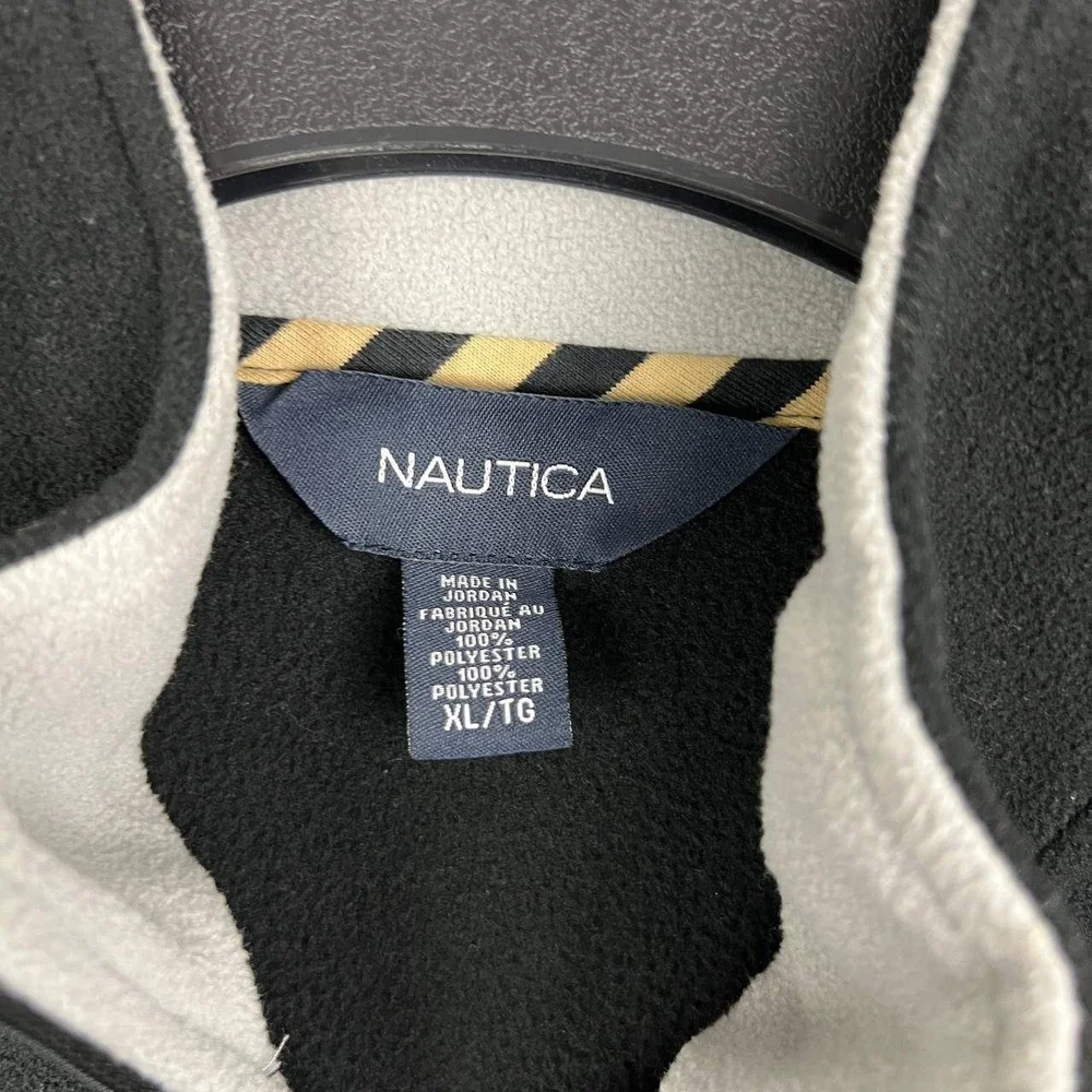Nautica Sweater Men XL Black Fleece 1/4 Zip Pullover Logo Long Sleeve